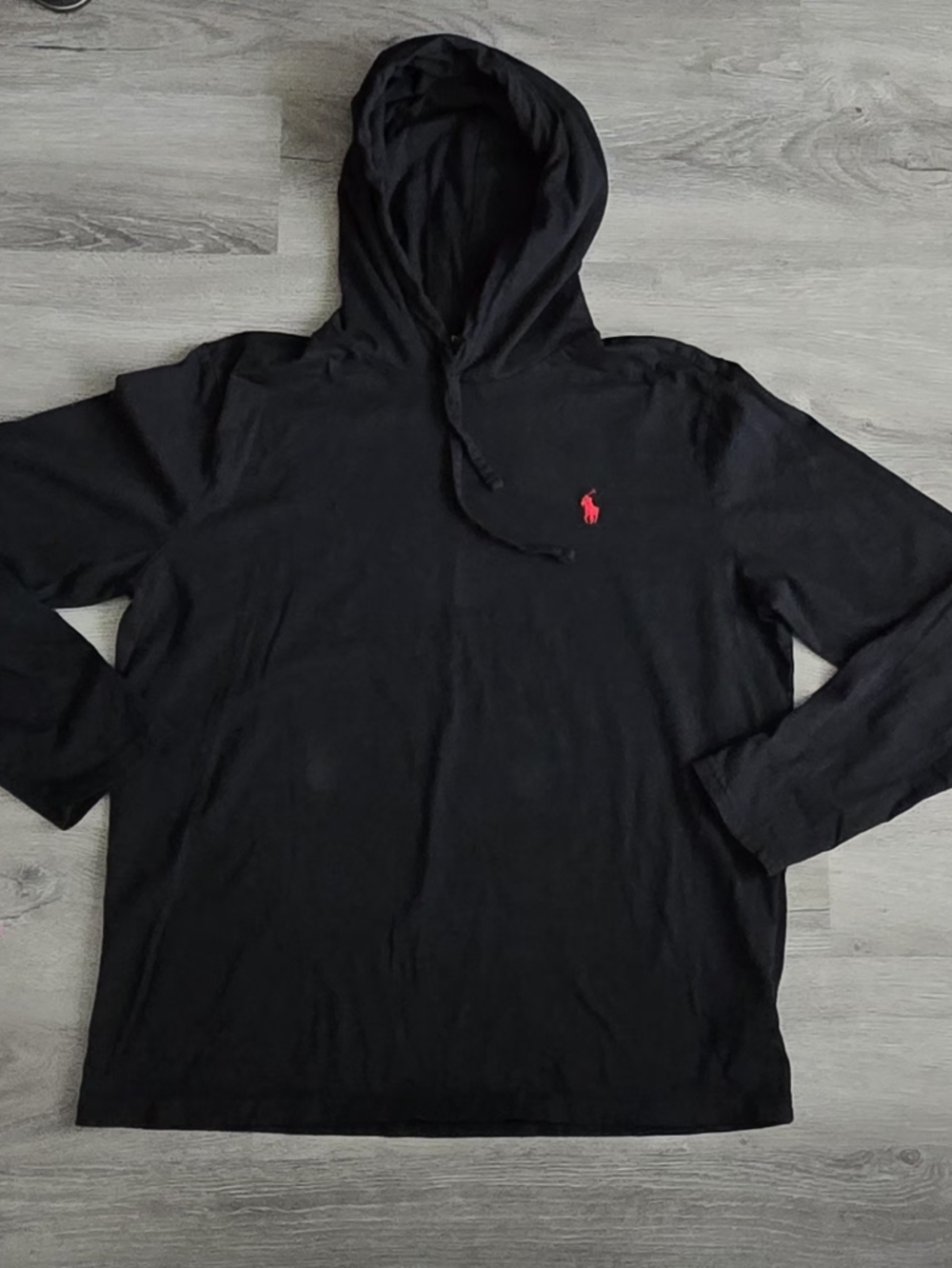Polo by Ralph Lauren Black Hooded Long Sleeve Pullover with Red Pony